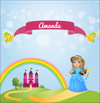 Thumbnail for Personalized Princess Shower Curtain IV - Blue Background - Brunette Princess - Decorate View