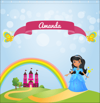 Thumbnail for Personalized Princess Shower Curtain IV - Blue Background - Black Princess - Decorate View