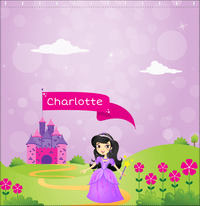 Thumbnail for Personalized Princess Shower Curtain V - Purple Background - Black Hair Princess - Decorate View