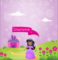 Thumbnail for Personalized Princess Shower Curtain V - Purple Background - Black Princess II - Decorate View