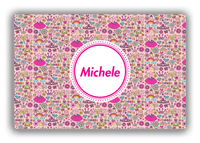 Thumbnail for Personalized Princess Canvas Wrap & Photo Print I - Pink Background - Circle Nameplate - Front View