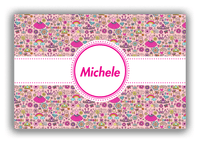 Thumbnail for Personalized Princess Canvas Wrap & Photo Print I - Pink Background - Circle Ribbon Nameplate - Front View