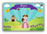 Thumbnail for Personalized Princess Canvas Wrap & Photo Print II - Teal Background - Brunette Princess - Front View