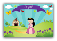 Thumbnail for Personalized Princess Canvas Wrap & Photo Print II - Teal Background - Black Hair Princess - Front View