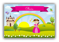 Thumbnail for Personalized Princess Canvas Wrap & Photo Print III - Blue Background - Brunette Princess - Front View
