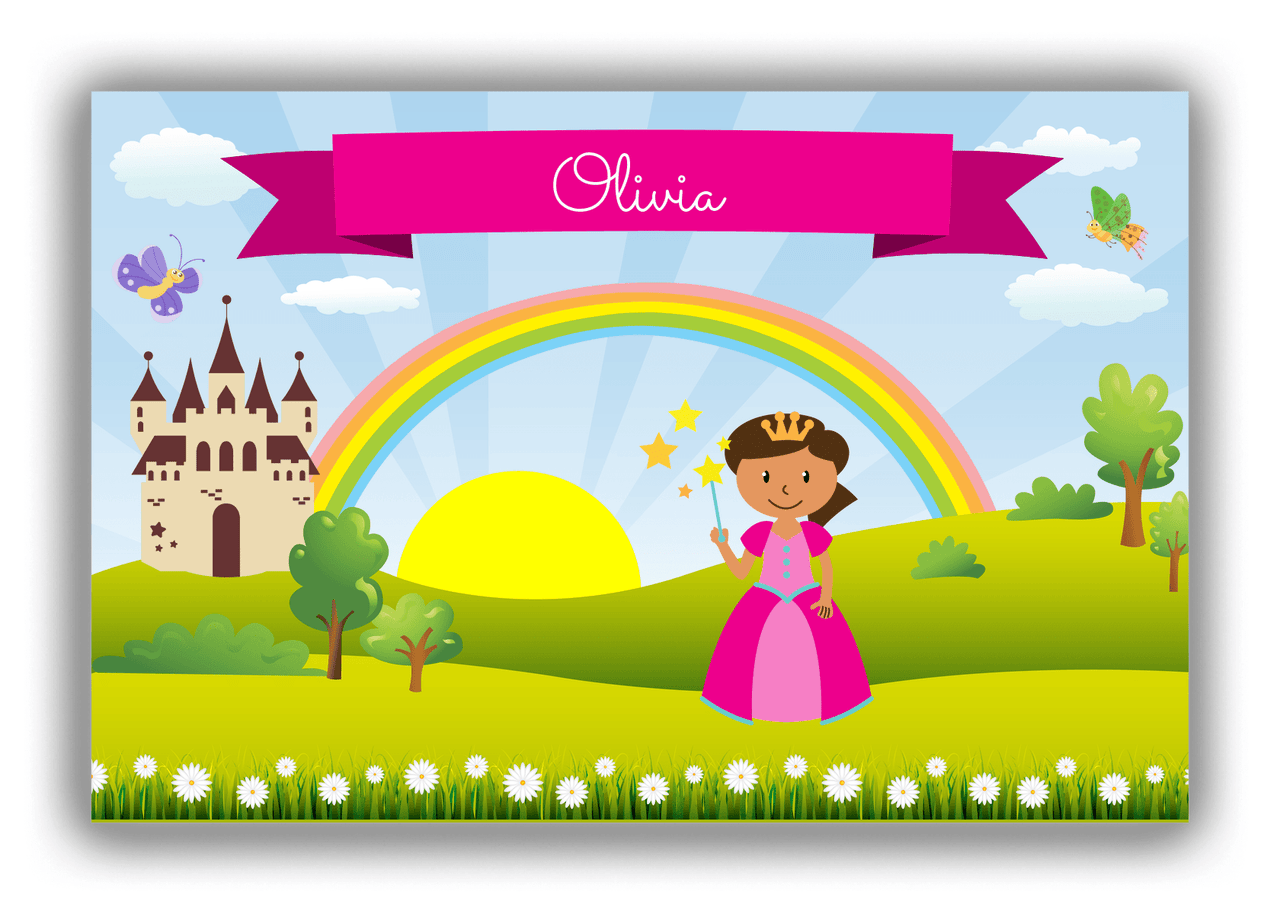 Personalized Princess Canvas Wrap & Photo Print III - Blue Background - Black Princess II - Front View
