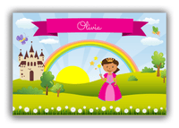 Thumbnail for Personalized Princess Canvas Wrap & Photo Print III - Blue Background - Black Princess II - Front View