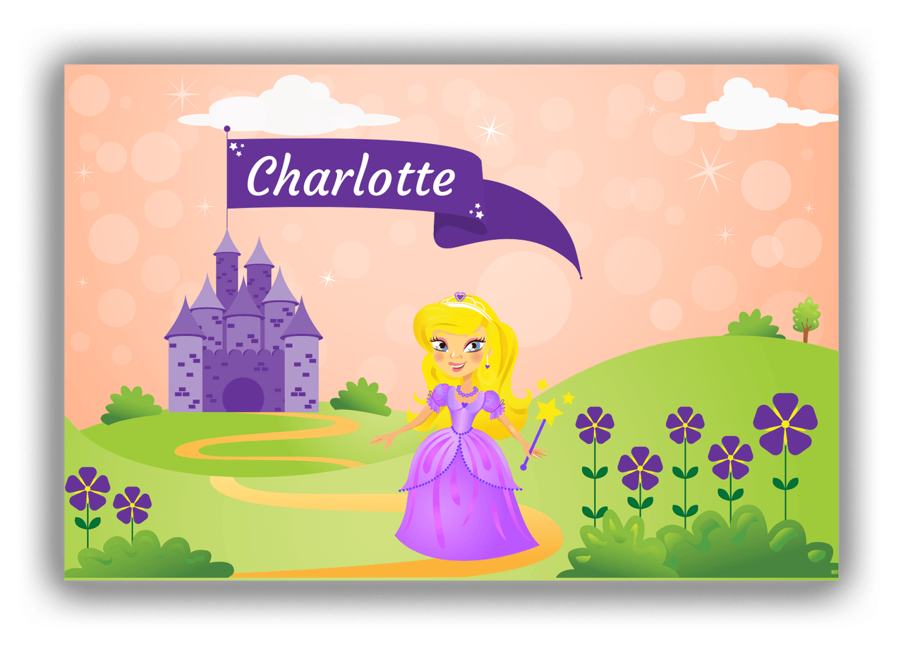 Personalized Princess Canvas Wrap & Photo Print V - Orange Background - Blonde Princess - Front View