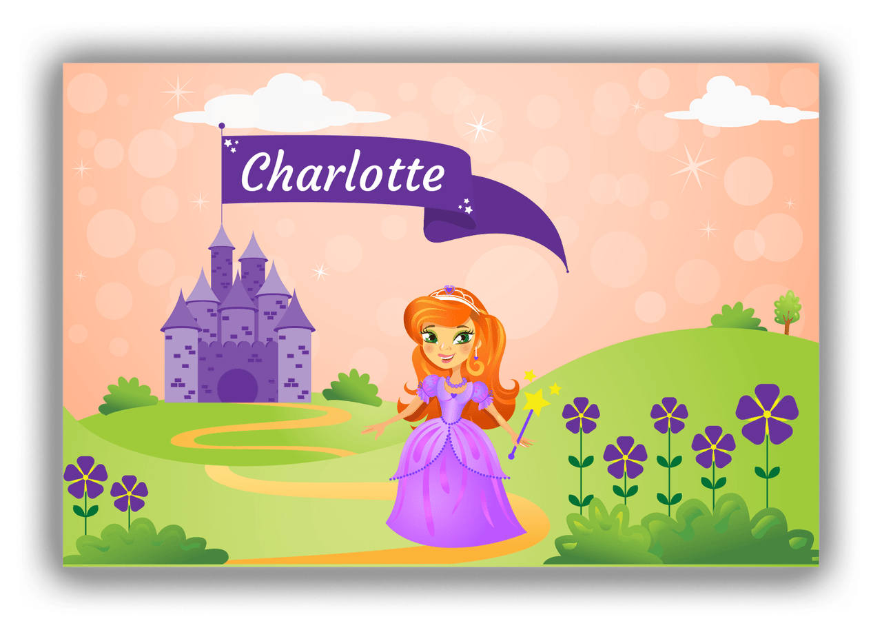 Personalized Princess Canvas Wrap & Photo Print V - Orange Background - Redhead Princess - Front View