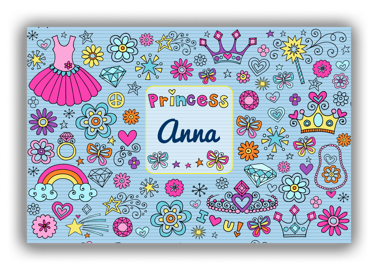Personalized Princess Canvas Wrap & Photo Print VI - Blue Background - Front View