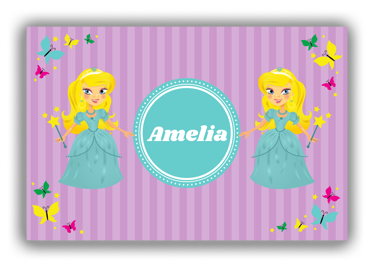 Personalized Princess Canvas Wrap & Photo Print VII - Purple Background - Blonde Princess - Front View