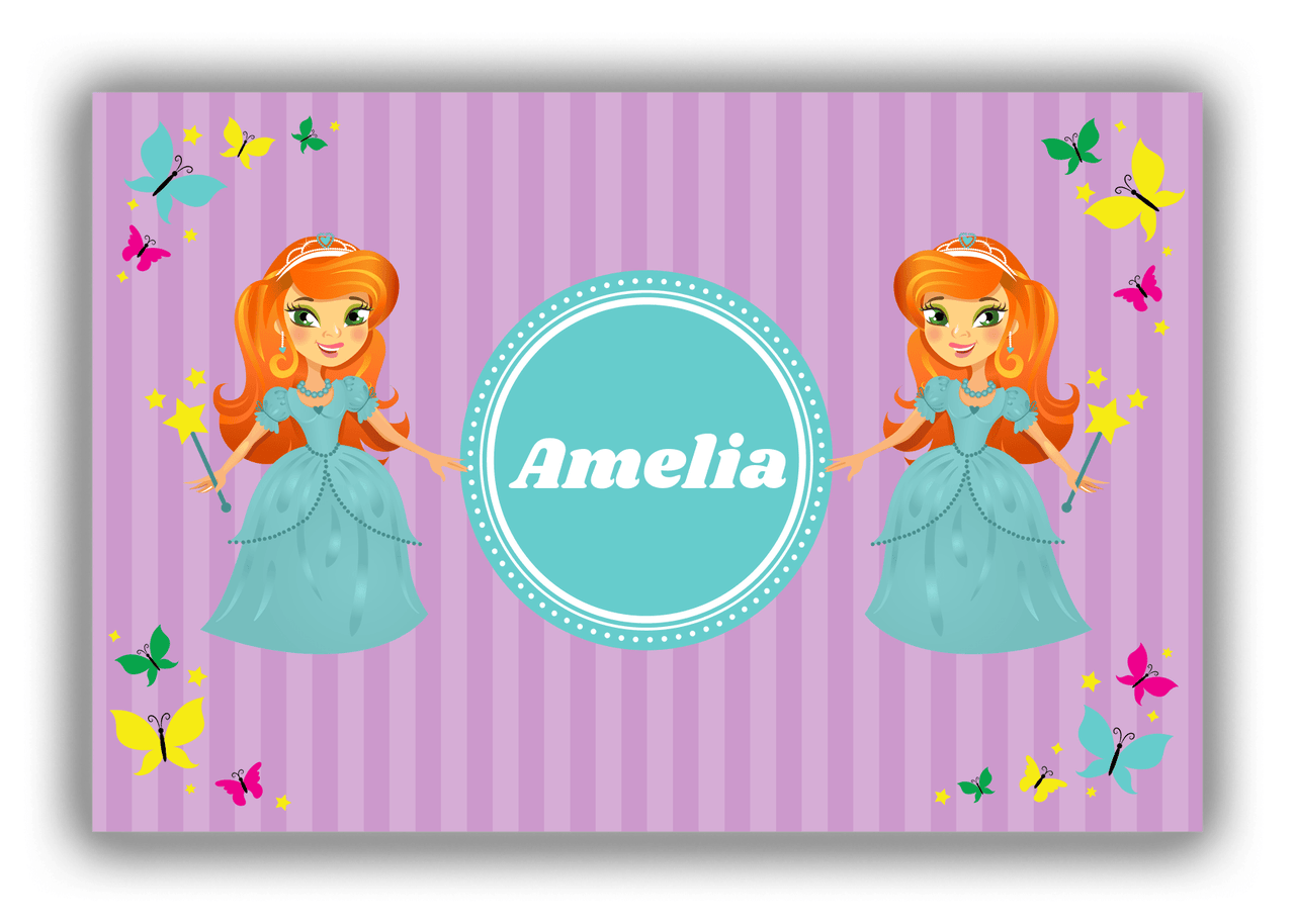 Personalized Princess Canvas Wrap & Photo Print VII - Purple Background - Redhead Princess - Front View
