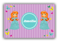 Thumbnail for Personalized Princess Canvas Wrap & Photo Print VII - Purple Background - Redhead Princess - Front View