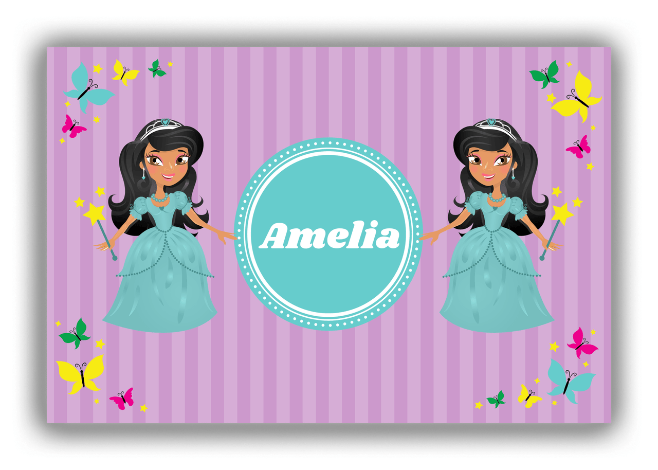 Personalized Princess Canvas Wrap & Photo Print VII - Purple Background - Black Princess I - Front View