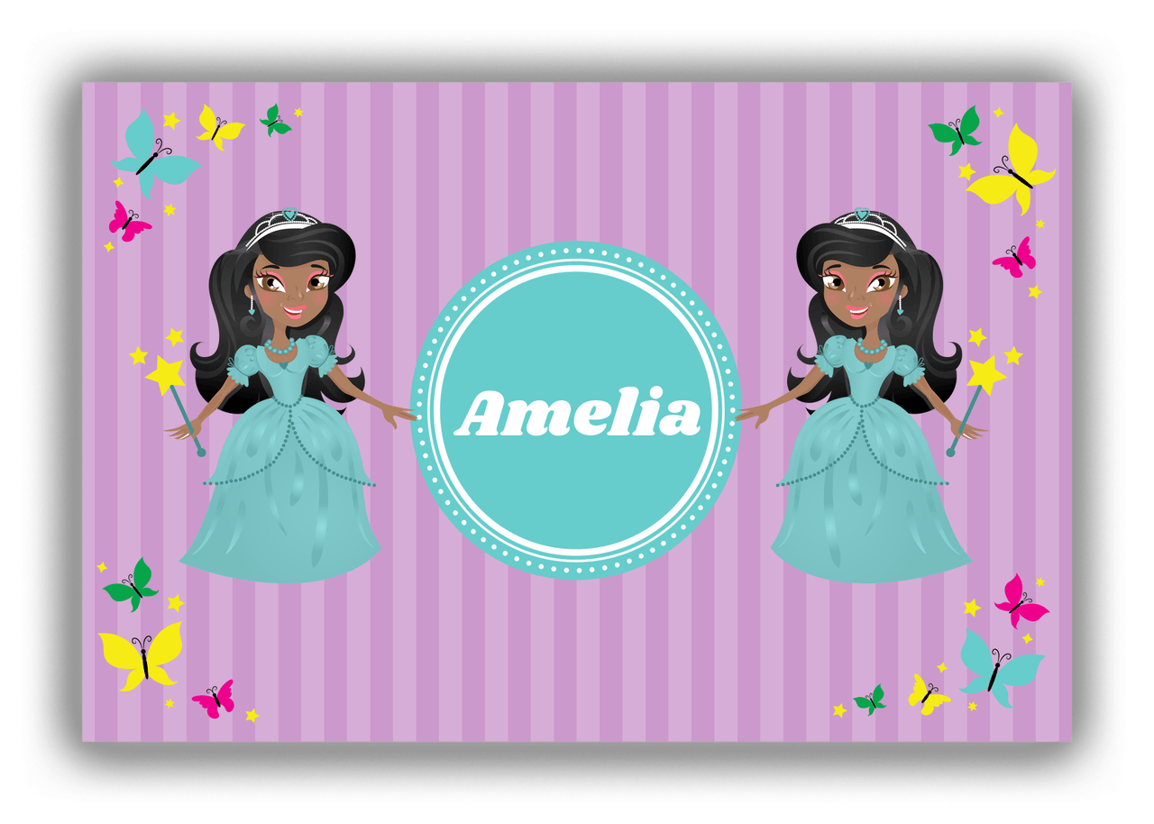 Personalized Princess Canvas Wrap & Photo Print VII - Purple Background - Black Princess II - Front View