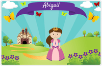 Thumbnail for Personalized Princess Placemat II - Teal Background - Brunette Princess -  View