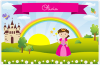 Thumbnail for Personalized Princess Placemat III - Blue Background - Brunette Princess -  View