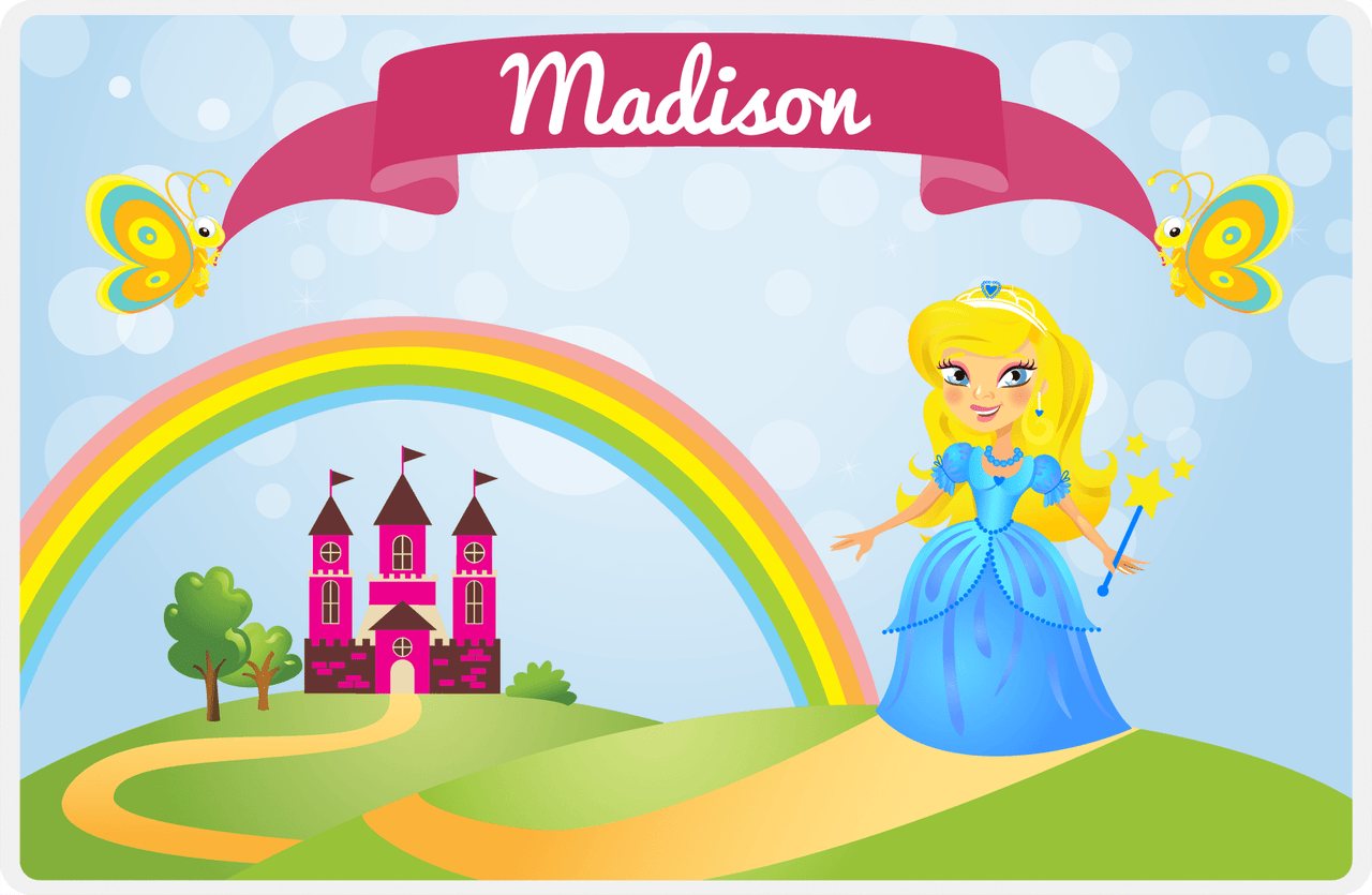 Personalized Princess Placemat IV - Blue Background - Blonde Princess -  View