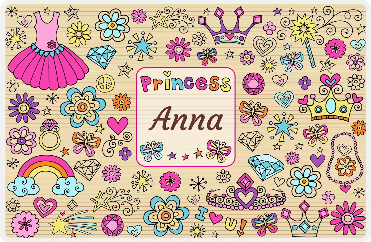 Personalized Princess Placemat VI - Brown Background -  View