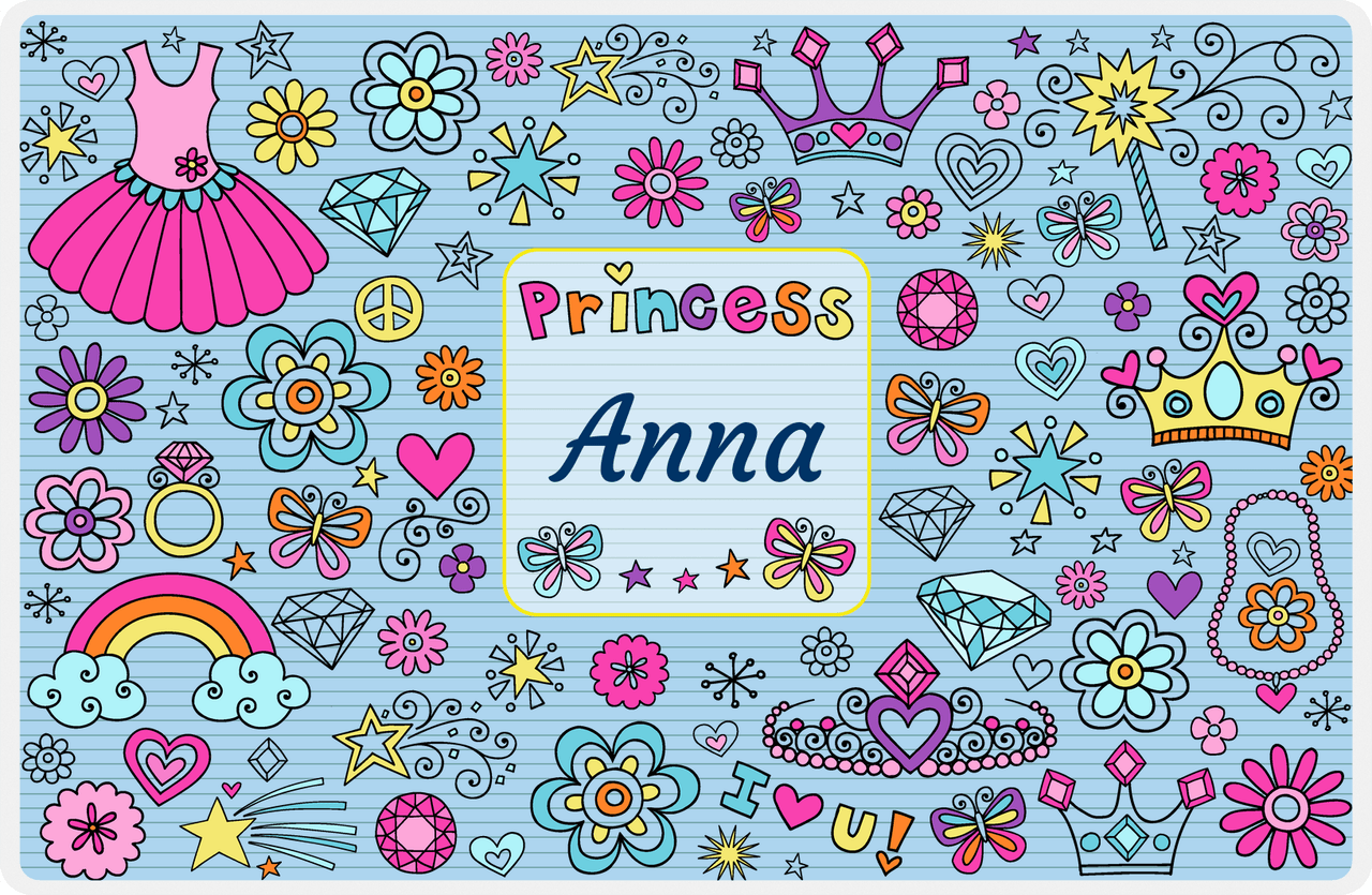 Personalized Princess Placemat VI - Blue Background -  View