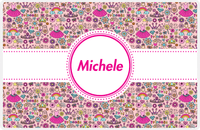 Thumbnail for Personalized Princess Placemat I - Pink Background - Circle Ribbon Nameplate -  View