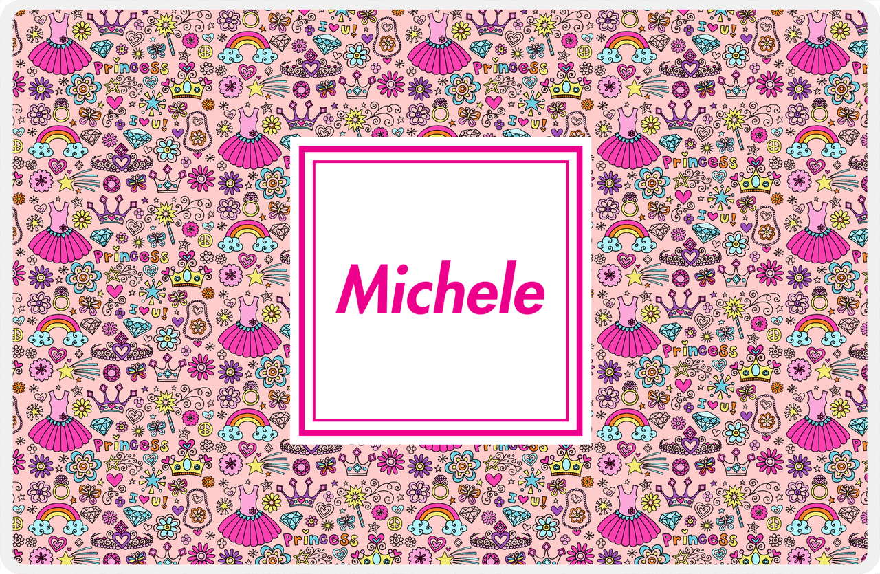 Personalized Princess Placemat I - Pink Background - Square Nameplate -  View