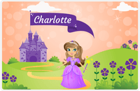 Thumbnail for Personalized Princess Placemat V - Orange Background - Brunette Princess -  View