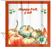Thumbnail for Personalized Pumpkin Shower Curtain - White Background - Pumpkins with Frame I - Hanging View