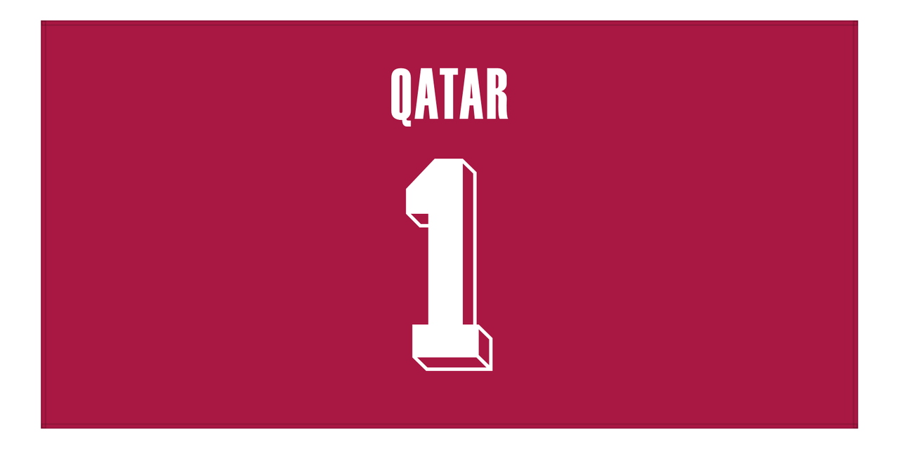 Personalized Qatar Jersey Number Beach Towel - Red - Front View