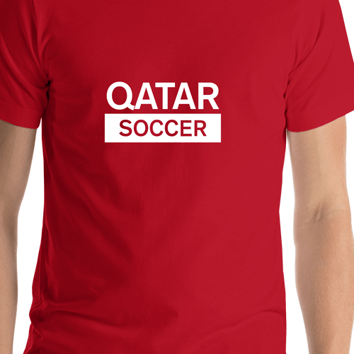 Qatar Soccer T-Shirt - Red - Shirt Close-Up View