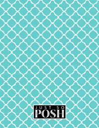 Thumbnail for Personalized Quatrefoil Notebook - Teal and White - Hexagon Nameplate - Back View