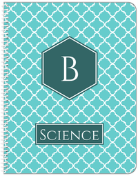 Thumbnail for Personalized Quatrefoil Notebook - Teal and White - Hexagon Nameplate - Front View