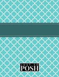 Thumbnail for Personalized Quatrefoil Notebook - Teal and White - Ribbon Nameplate - Back View