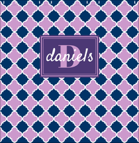 Thumbnail for Personalized Quatrefoil Shower Curtain - Lilac and Navy - Rectangle Nameplate - Decorate View