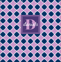 Thumbnail for Personalized Quatrefoil Shower Curtain - Lilac and Navy - Square Nameplate - Decorate View