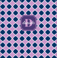 Thumbnail for Personalized Quatrefoil Shower Curtain - Lilac and Navy - Stamp Nameplate - Decorate View