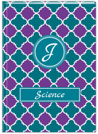 Thumbnail for Personalized Quatrefoil Journal - Purple and Teal - Circle Nameplate - Front View