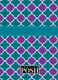 Thumbnail for Personalized Quatrefoil Journal - Purple and Teal - Circle Ribbon Nameplate - Back View