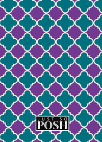 Thumbnail for Personalized Quatrefoil Journal - Purple and Teal - Decorative Rectangle Nameplate - Back View