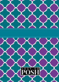 Thumbnail for Personalized Quatrefoil Journal - Purple and Teal - Ribbon Nameplate - Back View