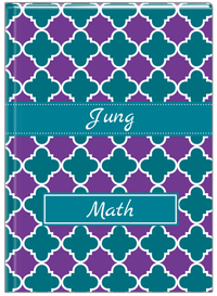 Thumbnail for Personalized Quatrefoil Journal - Purple and Teal - Ribbon Nameplate - Front View