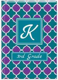 Thumbnail for Personalized Quatrefoil Journal - Purple and Teal - Square Nameplate - Front View