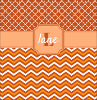 Thumbnail for Personalized Quatrefoil and Chevron II Shower Curtain - Orange and White - Stamp Nameplate - Decorate View