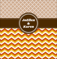 Thumbnail for Personalized Quatrefoil and Chevron IV Shower Curtain - Brown and Orange - Circle Nameplate - Decorate View