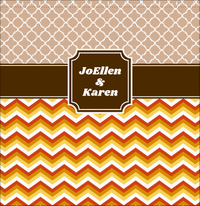 Thumbnail for Personalized Quatrefoil and Chevron IV Shower Curtain - Brown and Orange - Stamp Nameplate - Decorate View