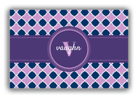 Thumbnail for Personalized Quatrefoil Canvas Wrap & Photo Print - Purple with Circle Ribbon Nameplate - Front View