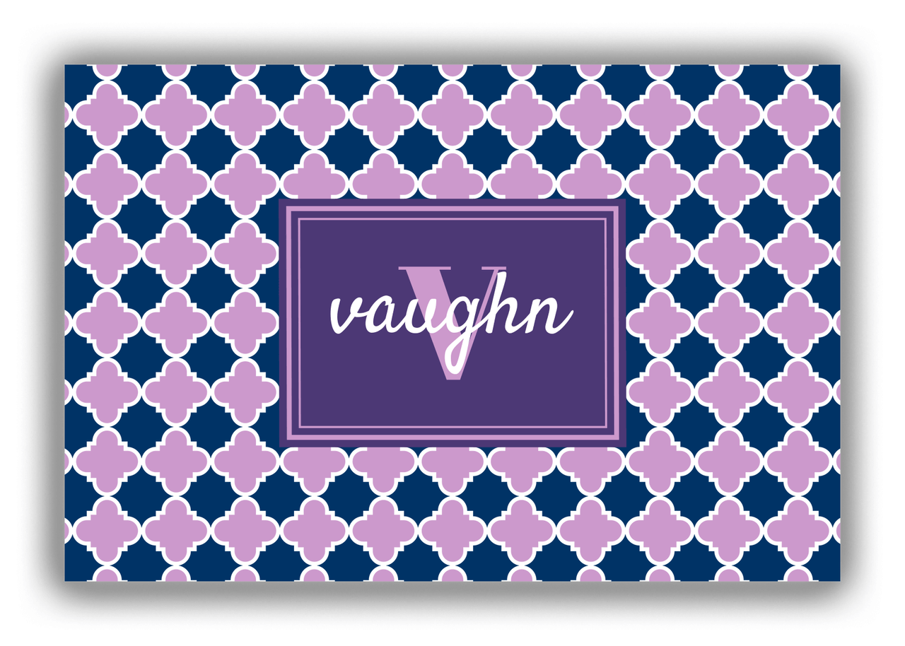Personalized Quatrefoil Canvas Wrap & Photo Print - Purple with Rectangle Nameplate - Front View