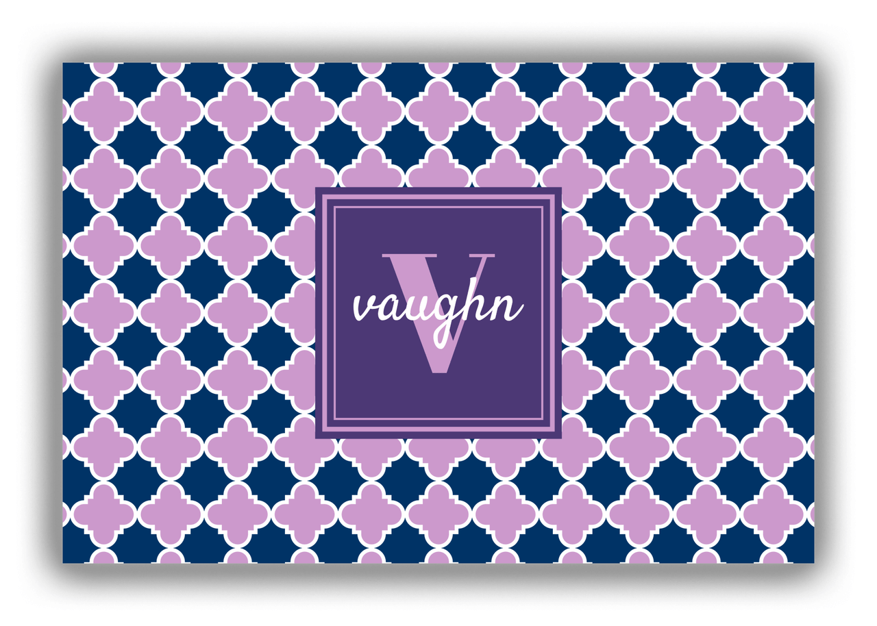 Personalized Quatrefoil Canvas Wrap & Photo Print - Purple with Square Nameplate - Front View