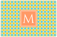Thumbnail for Personalized Quatrefoil Placemat - Viking Blue and Mustard - Tangerine Square Frame -  View