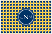 Thumbnail for Personalized Quatrefoil Placemat - Navy and Mustard - Navy Circle Frame -  View